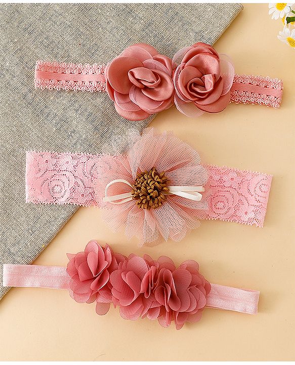 Babyhug Free Size Headbands With Floral Applique - Red