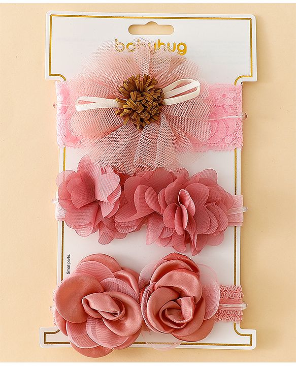 Babyhug Free Size Headbands With Floral Applique - Red