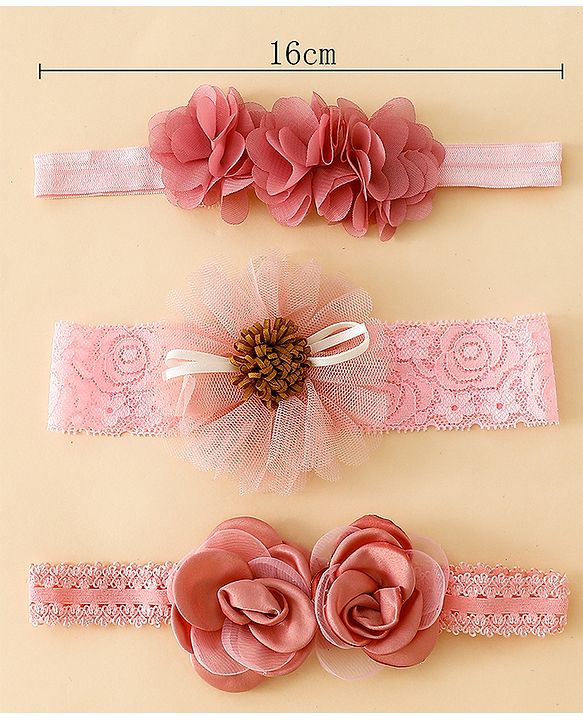 Babyhug Free Size Headbands With Floral Applique - Red
