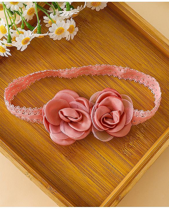 Babyhug Free Size Headbands With Floral Applique - Red