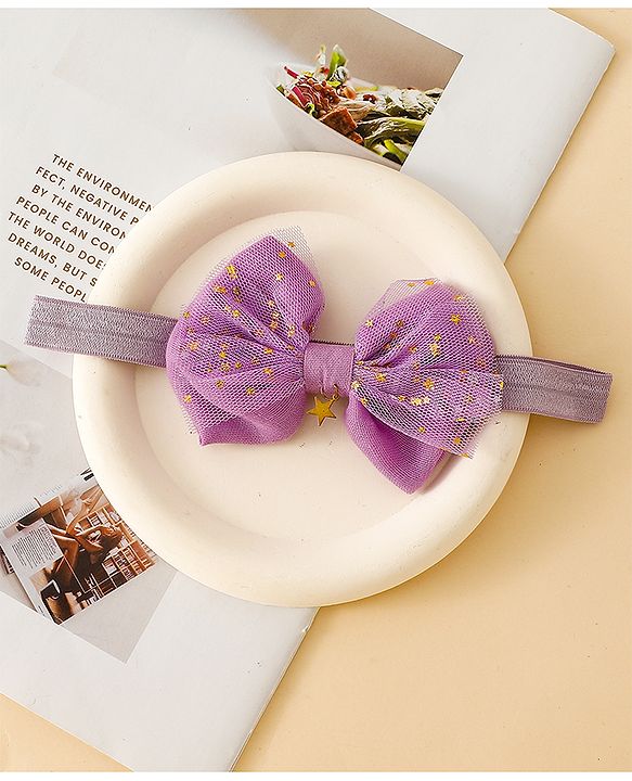 Babyhug Free Size Headbands With Floral Applique - Purple