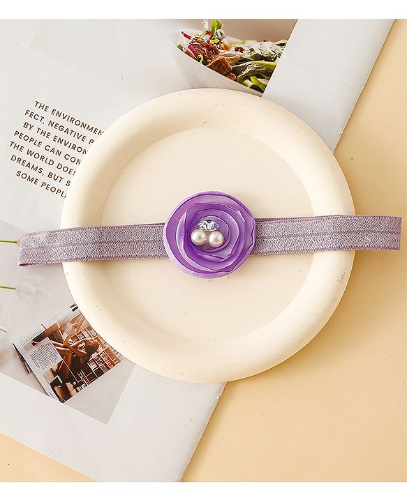 Babyhug Free Size Headbands With Floral Applique - Purple