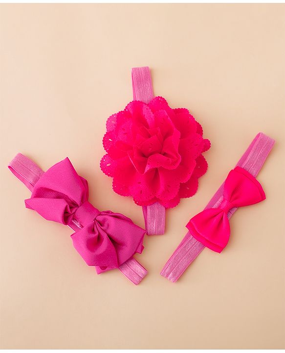 Babyhug Free Size Headbands With Floral Applique - Fuchsia