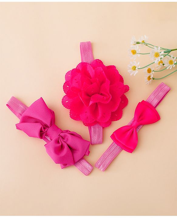 Babyhug Free Size Headbands With Floral Applique - Fuchsia
