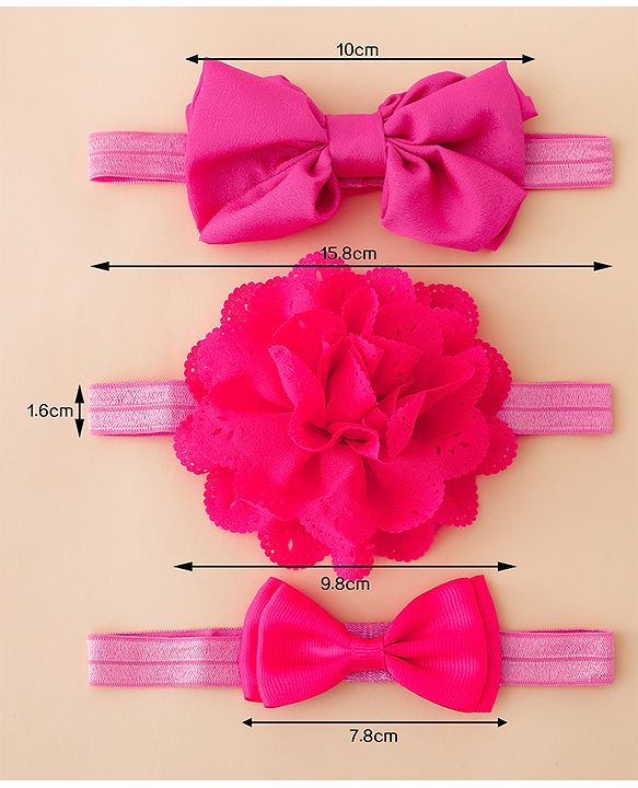 Babyhug Free Size Headbands With Floral Applique - Fuchsia