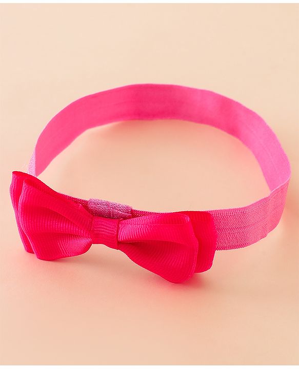 Babyhug Free Size Headbands With Floral Applique - Fuchsia