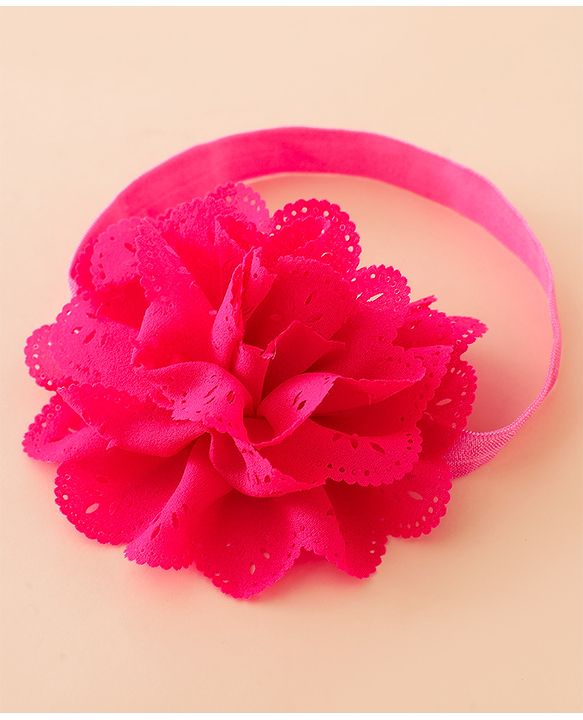 Babyhug Free Size Headbands With Floral Applique - Fuchsia