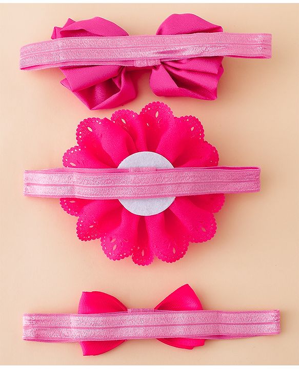 Babyhug Free Size Headbands With Floral Applique - Fuchsia