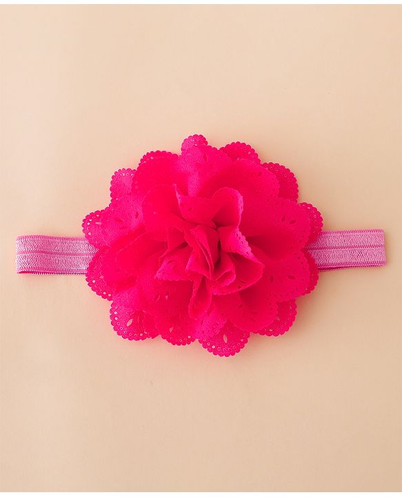 Babyhug Free Size Headbands With Floral Applique - Fuchsia