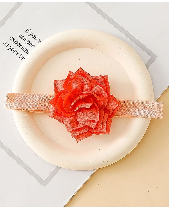 Babyhug Free Size Hedbands With Floral & Bow Applique - Orange