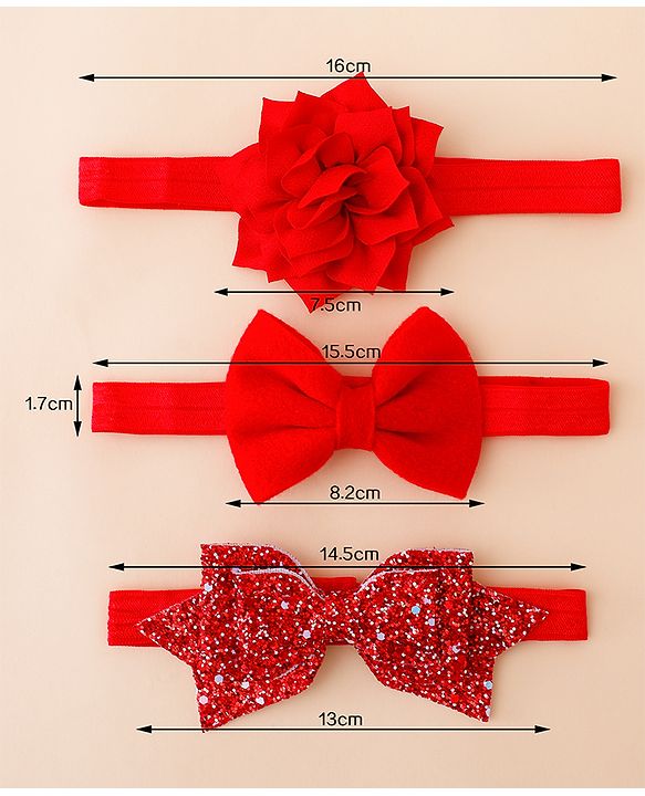 Babyhug Free Size Hedbands With Floral & Bow Applique - Red