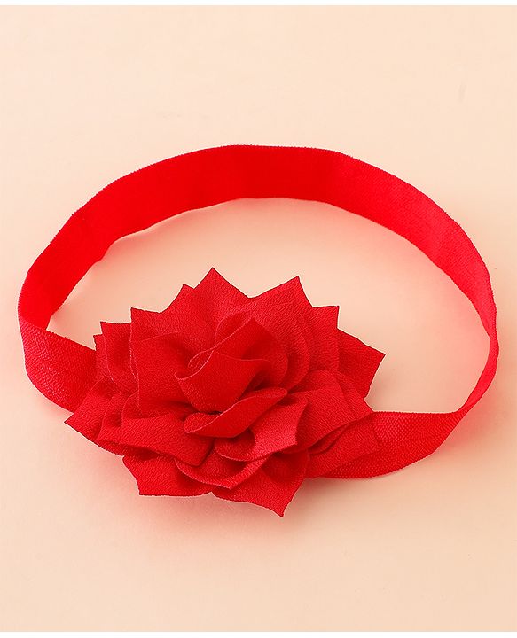 Babyhug Free Size Hedbands With Floral & Bow Applique - Red