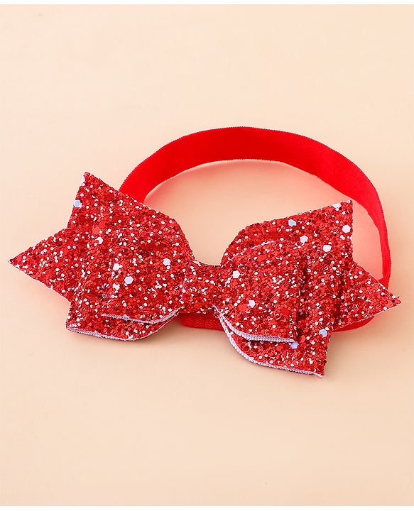 Babyhug Free Size Hedbands With Floral & Bow Applique - Red
