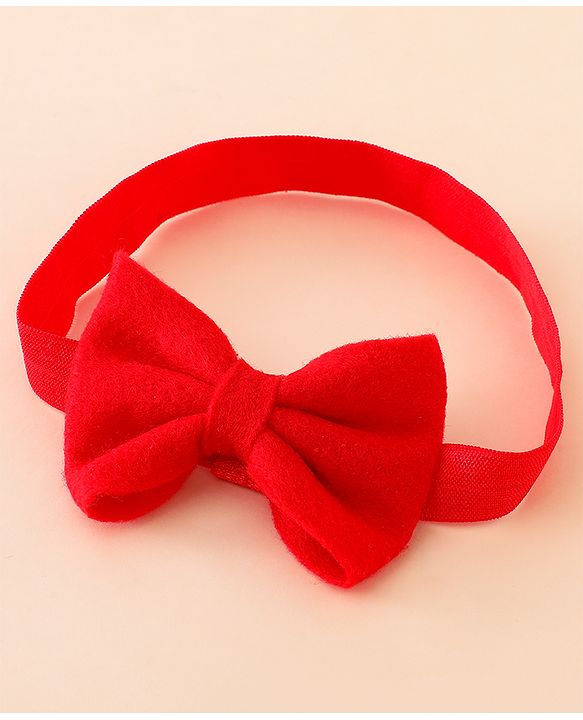 Babyhug Free Size Hedbands With Floral & Bow Applique - Red