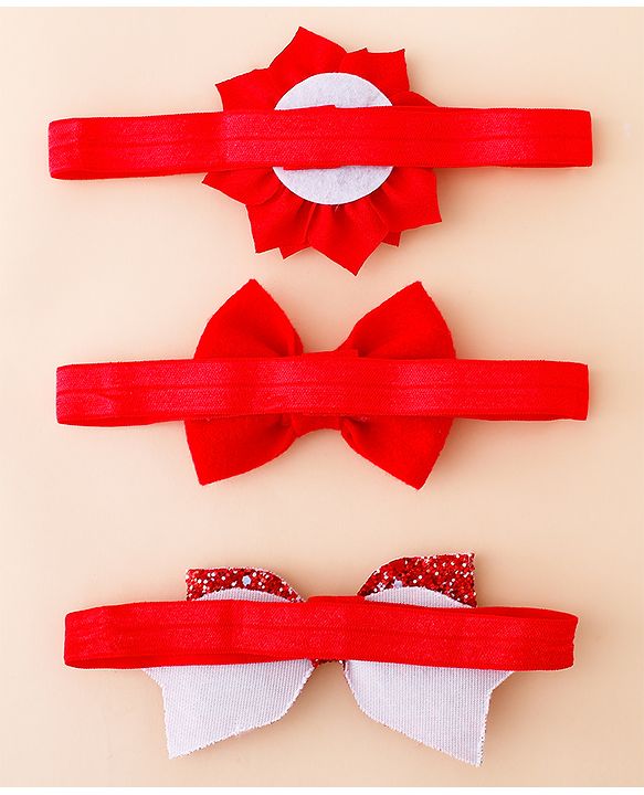 Babyhug Free Size Hedbands With Floral & Bow Applique - Red