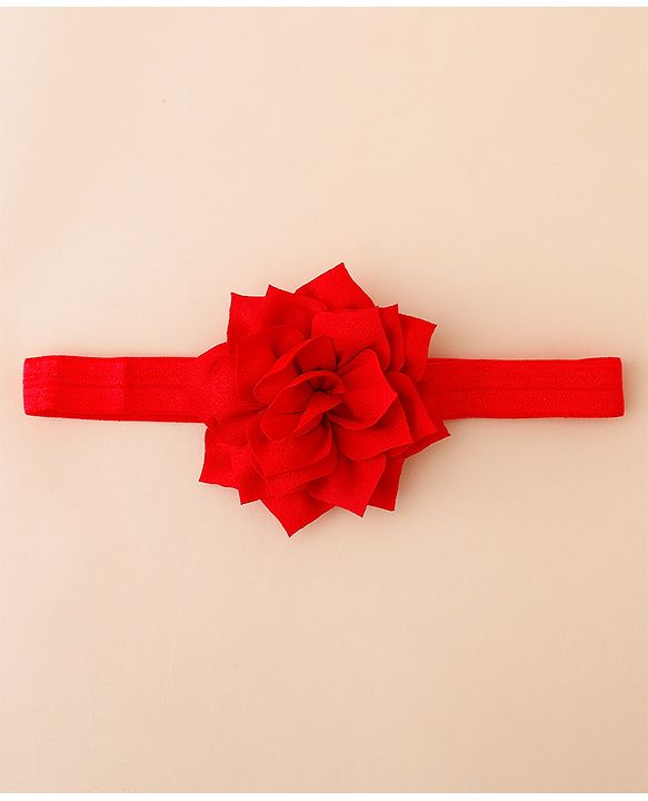Babyhug Free Size Hedbands With Floral & Bow Applique - Red