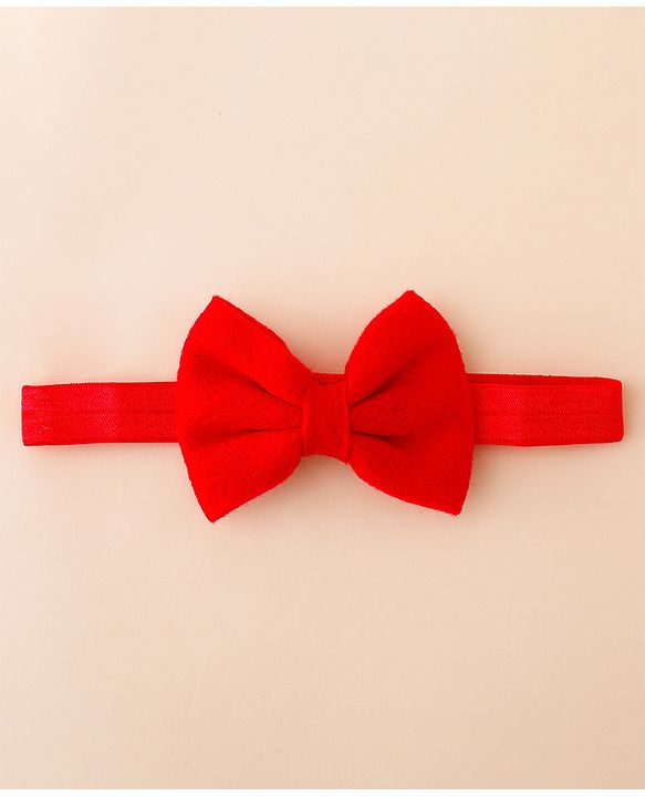 Babyhug Free Size Hedbands With Floral & Bow Applique - Red