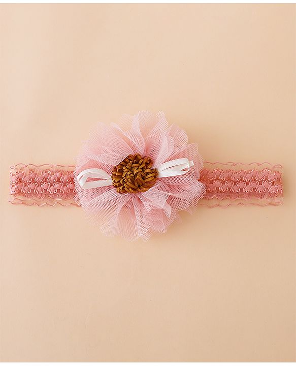 Babyhug Free Size Hedbands With Floral & Bow Applique - Pink