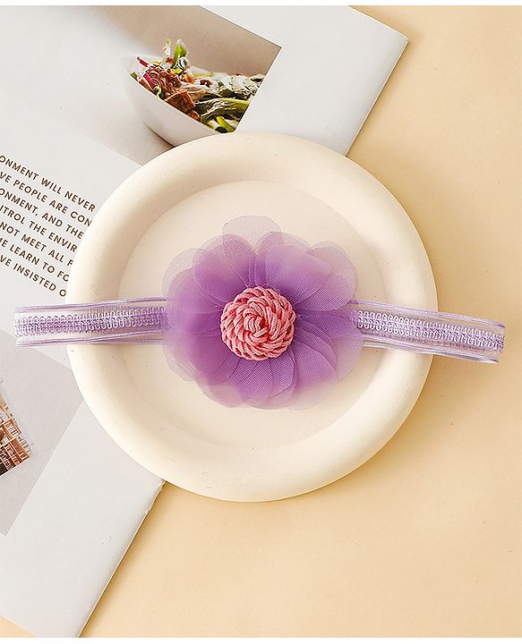 Babyhug Headbands With Floral & Bow Applique Pack of 3  -Purple