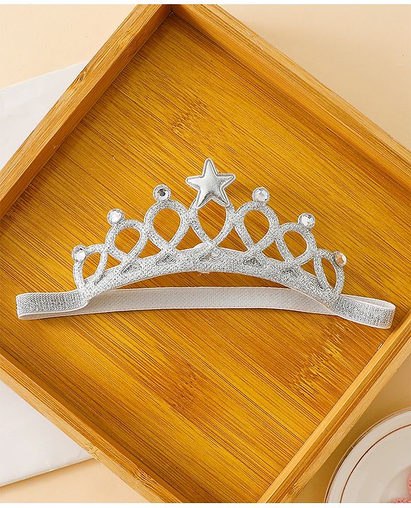 Babyhug Free Size Hedbands With Floral & Bow Applique - Grey