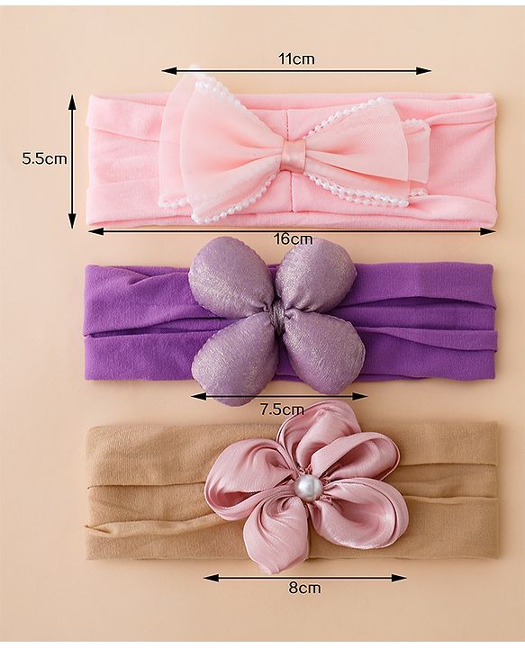 Babyhug Floral Bow Stretch Kids Headband - Pink & Purple