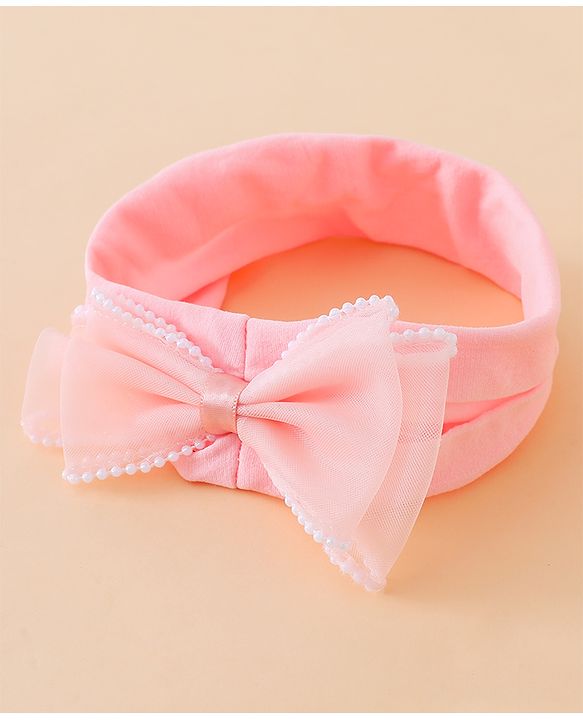 Babyhug Floral Bow Stretch Kids Headband - Pink & Purple