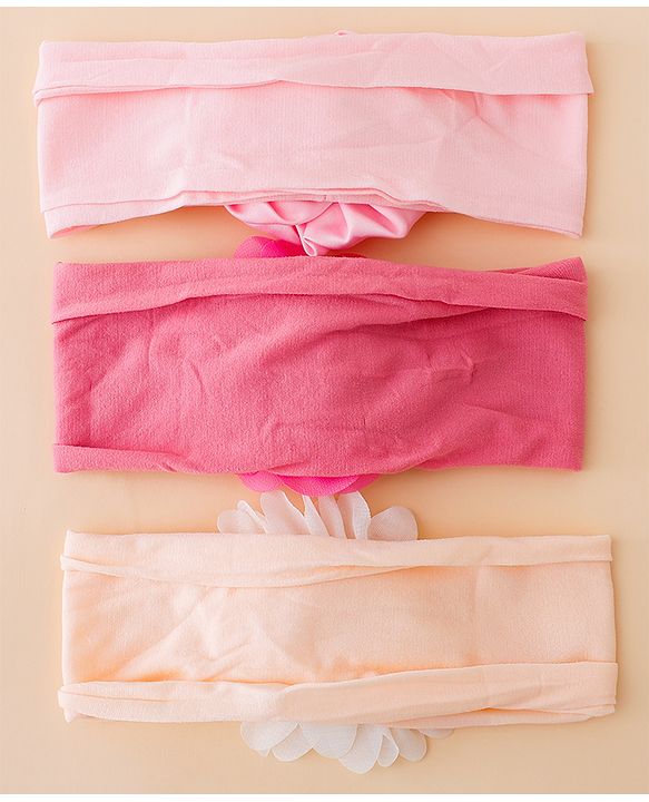 Babyhug Free Size Headbands With Floral Applique Pack of 3 - Multicolor
