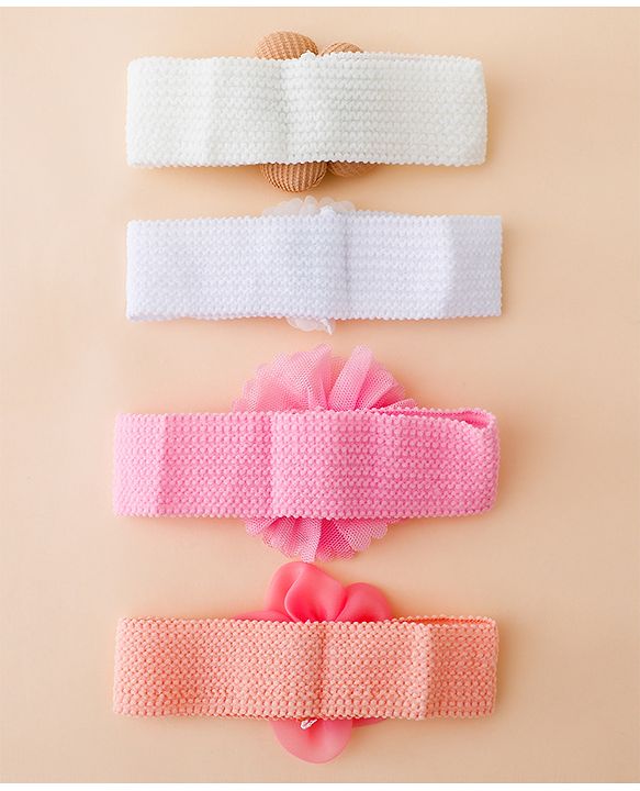 Babyhug Free Size Headbands With Floral Applique Pack of 4 - Multicolor