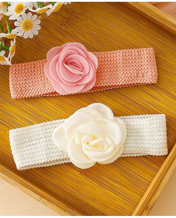 Babyhug Free Size Headbands With Floral Applique Pack of 4 - Multicolor