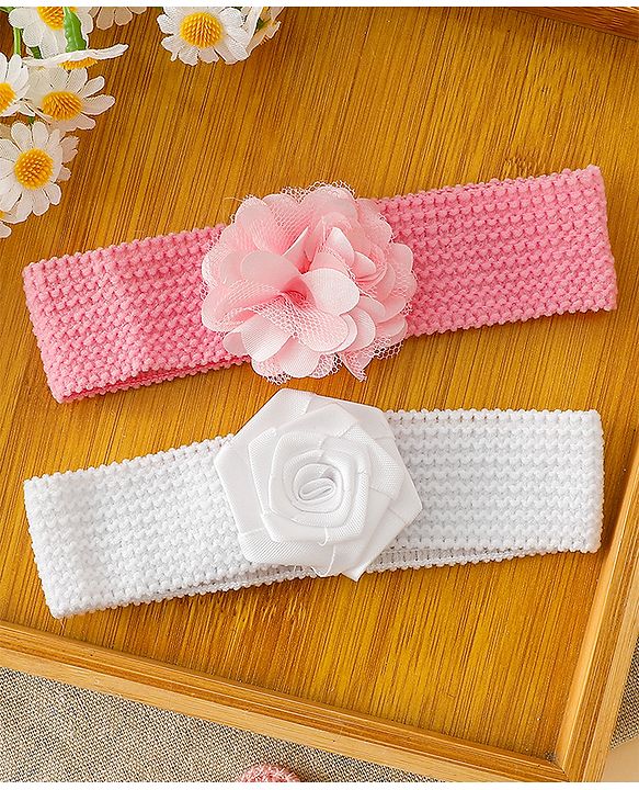 Babyhug Free Size Headbands With Floral Applique Pack of 4 - Multicolor