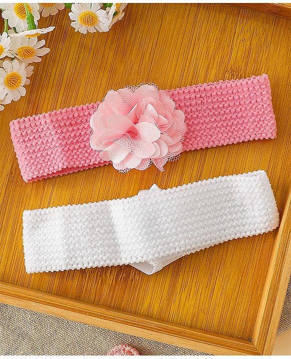 Babyhug Free Size Headbands With Floral Applique Pack of 4 - Multicolor