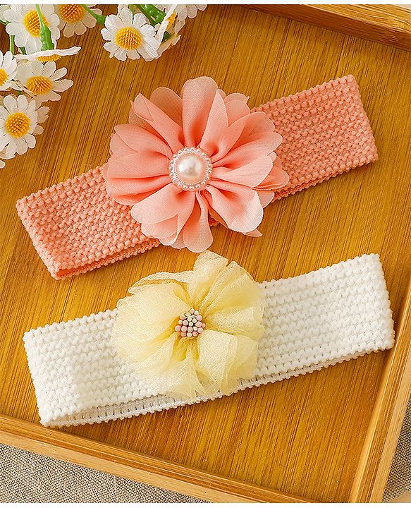 Babyhug Free Size Headbands With Floral Applique Pack of 4 - Multicolor
