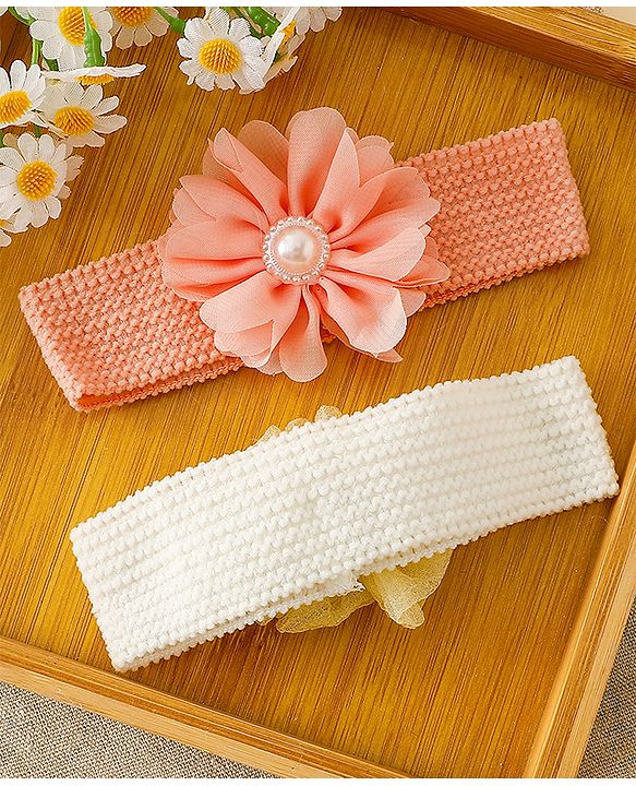 Babyhug Free Size Headbands With Floral Applique Pack of 4 - Multicolor