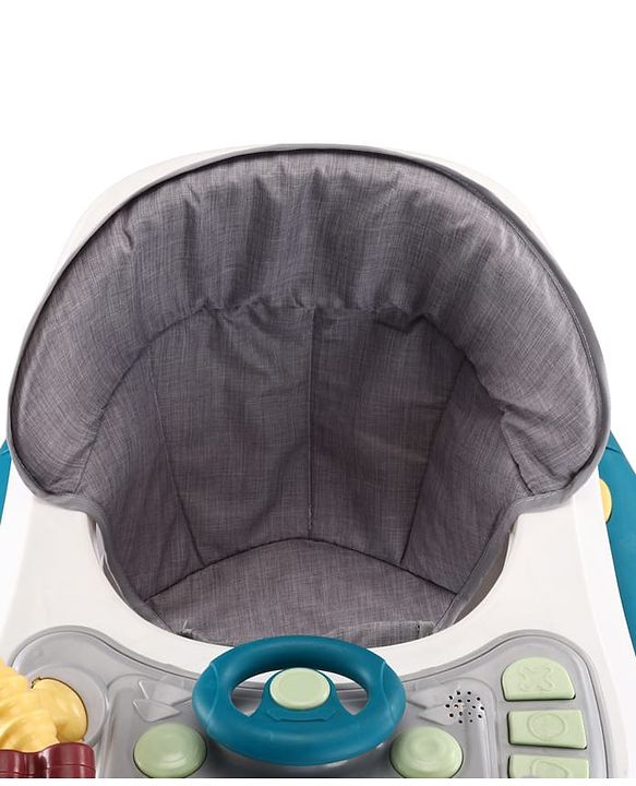 Babyhug Musical Baby Walker with Rocker Function 2-in-1 Convertible Adjustable Height| Compact Fold| Activity Toy Tray Stable Design Multi-Directional Wheels 624 Months - Blue
