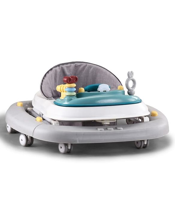 Babyhug Musical Baby Walker with Rocker Function 2-in-1 Convertible Adjustable Height Compact Fold Activity Toy Tray Stable Design Multi-Directional Wheels 624 Months - Grey