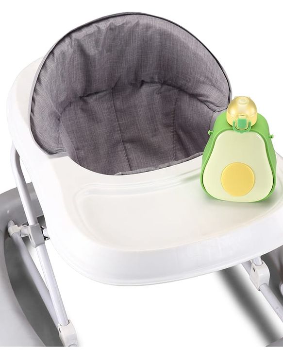 Babyhug Musical Baby Walker with Rocker Function 2-in-1 Convertible Adjustable Height Compact Fold Activity Toy Tray Stable Design Multi-Directional Wheels 624 Months - Grey