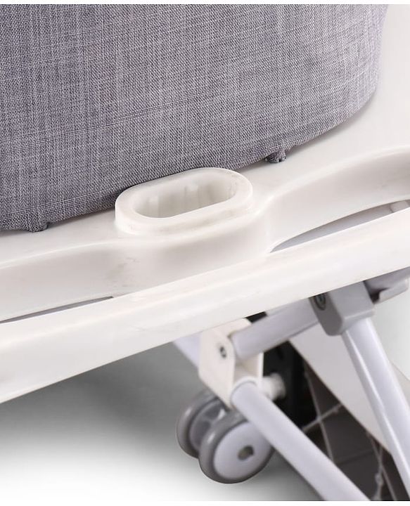 Babyhug Musical Baby Walker with Rocker Function 2-in-1 Convertible Adjustable Height Compact Fold Activity Toy Tray Stable Design Multi-Directional Wheels 624 Months - Grey