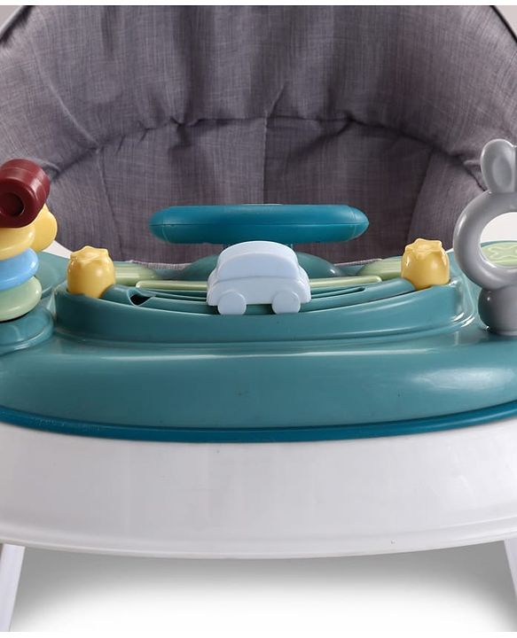 Babyhug Musical Baby Walker with Rocker Function 2-in-1 Convertible Adjustable Height Compact Fold Activity Toy Tray Stable Design Multi-Directional Wheels 624 Months - Grey