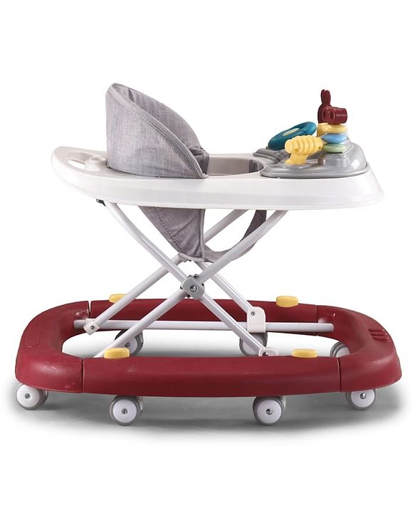 Babyhug Musical Baby Walker with Rocker Function 2-in-1 Convertible Adjustable Height Compact Fold Activity Toy Tray Stable Design Multi-Directional Wheels 624 Months  Red