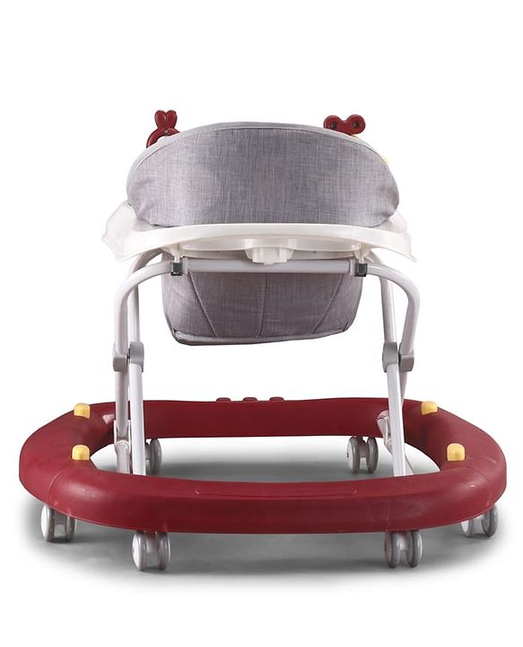 Babyhug Musical Baby Walker with Rocker Function 2-in-1 Convertible Adjustable Height Compact Fold Activity Toy Tray Stable Design Multi-Directional Wheels 624 Months  Red