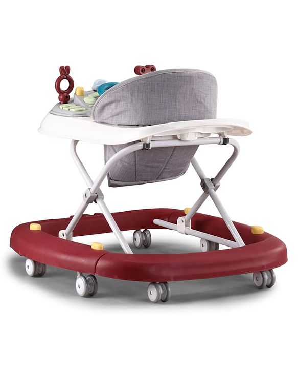 Babyhug Musical Baby Walker with Rocker Function 2-in-1 Convertible Adjustable Height Compact Fold Activity Toy Tray Stable Design Multi-Directional Wheels 624 Months  Red