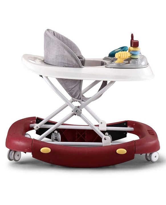 Babyhug Musical Baby Walker with Rocker Function 2-in-1 Convertible Adjustable Height Compact Fold Activity Toy Tray Stable Design Multi-Directional Wheels 624 Months  Red