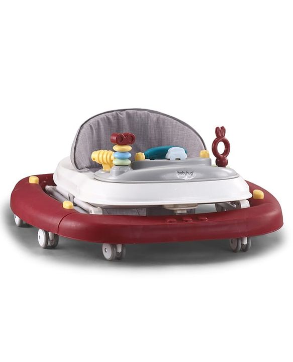 Babyhug Musical Baby Walker with Rocker Function 2-in-1 Convertible Adjustable Height Compact Fold Activity Toy Tray Stable Design Multi-Directional Wheels 624 Months  Red
