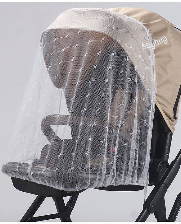 Babyhug Premium Baby Stroller with One-Hand Compact Fold - Beige| Compact Fold| Reclining Backrest| Safety Harness| Swivel Wheels with Lock| Linked Brake| Durable Aluminium Frame| Air Cabin Friendly