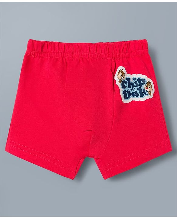 Babyhug Disney Single Jersey Knit Trunks with Chip N Dale Graphics Pack of 3 - Red Green & White