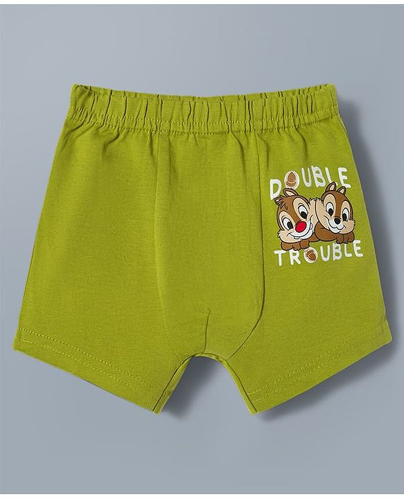 Babyhug Disney Single Jersey Knit Trunks with Chip N Dale Graphics Pack of 3 - Red Green & White