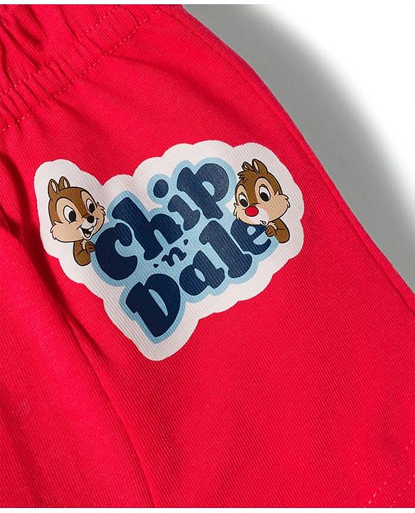 Babyhug Disney Single Jersey Knit Trunks with Chip N Dale Graphics Pack of 3 - Red Green & White