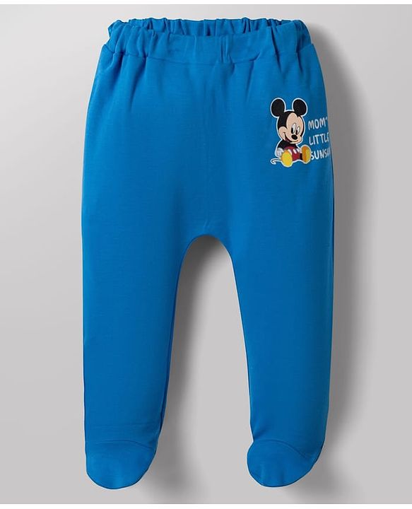 Babyhug Disney Interlock Knit Full Sleeves Striped Onesie & Legging With Cap & Mickey Mouse Graphics - Multicolor