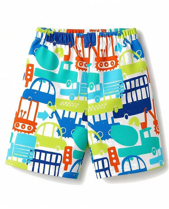 Babyhug  Poplin woven Above Knee Length Boxer with JCB & Bear Print Pack of 3- Navy & Yellow