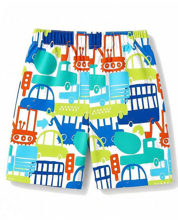 Babyhug  Poplin woven Above Knee Length Boxer with JCB & Bear Print Pack of 3- Navy & Yellow